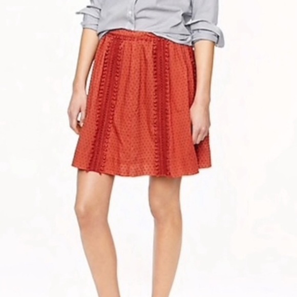 J. CREW Dusty Red Textured Dot Pom Pom Skirt 2 - Picture 1 of 7
